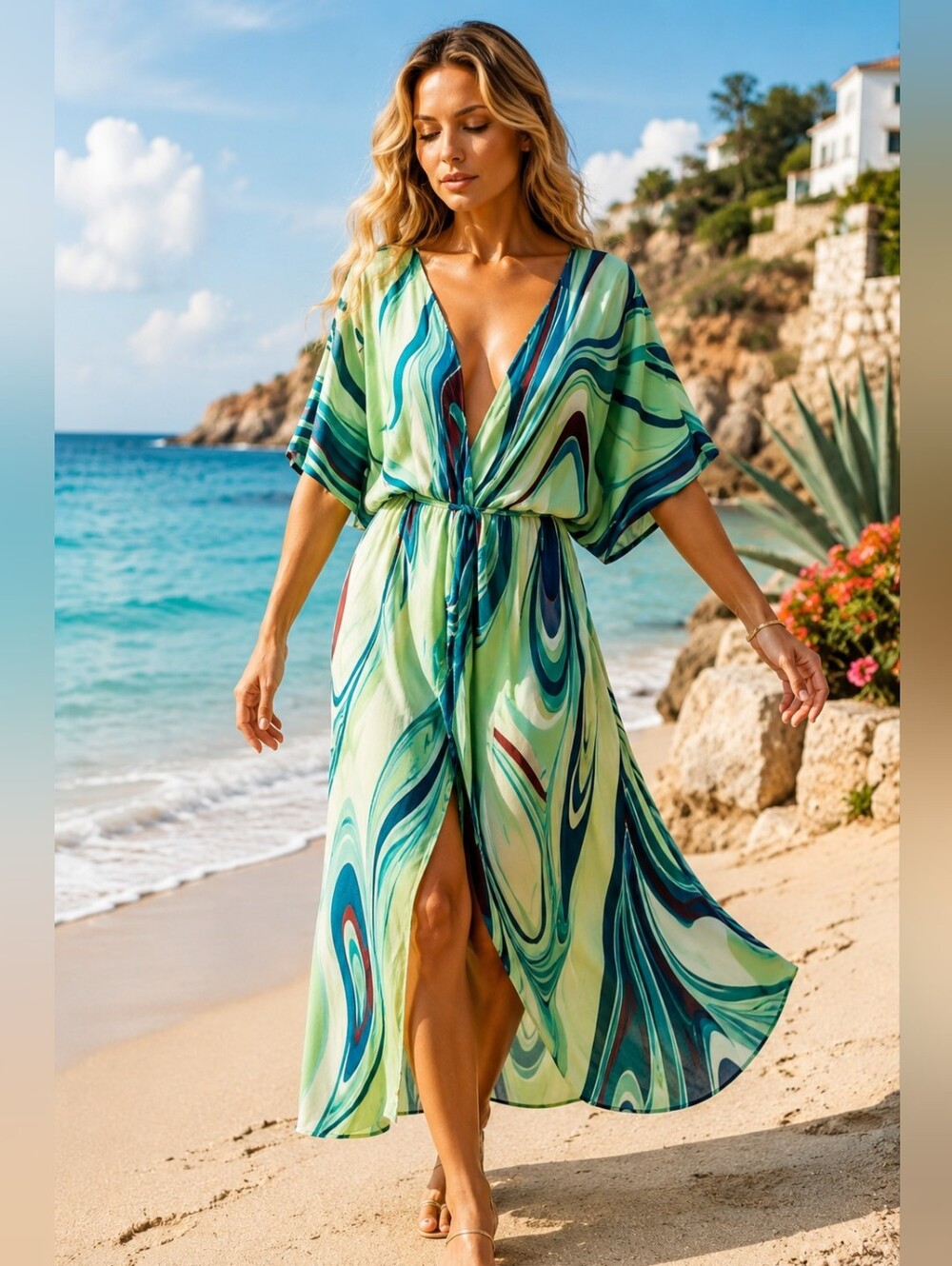 Lezat Joey Maxi Dress – Lime Wave – Size XS